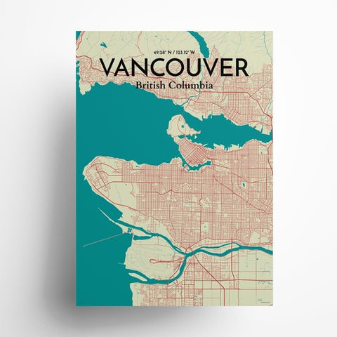 Vancouver City Map Poster – Detailed Art Print of Vancouver, British Columbia for Home Decor, Office Decor, Travel Art, and Unique Gifts