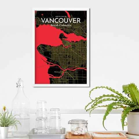 Vancouver City Map Poster – Detailed Art Print of Vancouver, British Columbia for Home Decor, Office Decor, Travel Art, and Unique Gifts