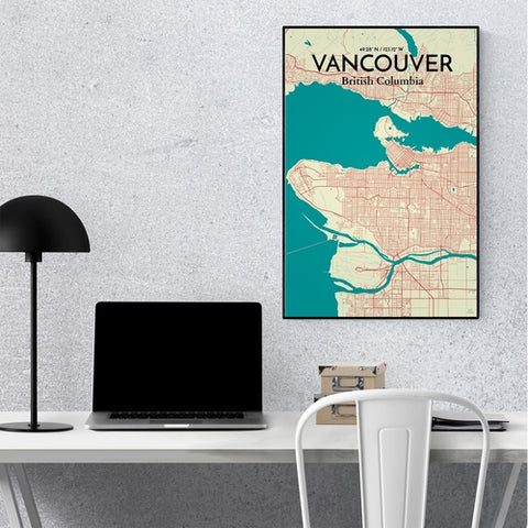 Vancouver City Map Poster – Detailed Art Print of Vancouver, British Columbia for Home Decor, Office Decor, Travel Art, and Unique Gifts