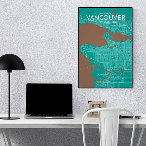 Vancouver City Map Poster – Detailed Art Print of Vancouver, British Columbia for Home Decor, Office Decor, Travel Art, and Unique Gifts