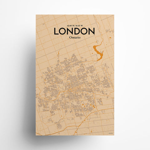 London Ontario City Map Poster – Detailed Art Print of London, Ontario for Home Decor, Office Decor, Travel Art, and Unique Gifts