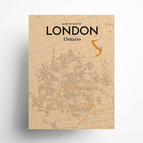 London Ontario City Map Poster – Detailed Art Print of London, Ontario for Home Decor, Office Decor, Travel Art, and Unique Gifts