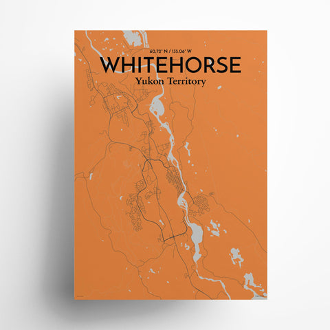 Whitehorse Yukon City Map Poster – Detailed Art Print of Whitehorse, Yukon Canada City Map Art for Home Decor, Office Decor, and Unique Gifts