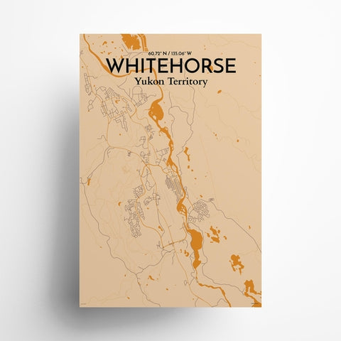 Whitehorse Yukon City Map Poster – Detailed Art Print of Whitehorse, Yukon Canada City Map Art for Home Decor, Office Decor, and Unique Gifts