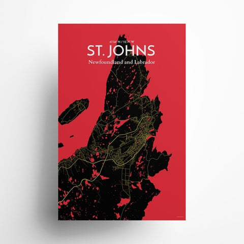 St. Johns City Map Poster – Detailed Art Print of St. Johns, Newfoundland for Home Decor, Office Decor, Travel Art, and Unique Gifts