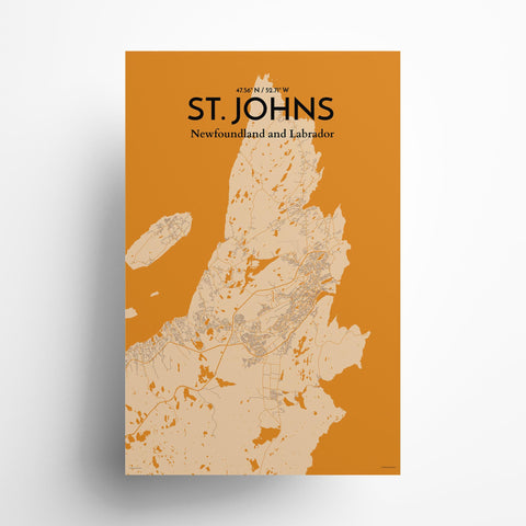 St. Johns City Map Poster – Detailed Art Print of St. Johns, Newfoundland for Home Decor, Office Decor, Travel Art, and Unique Gifts