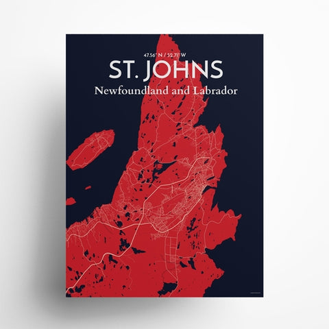 St. Johns City Map Poster – Detailed Art Print of St. Johns, Newfoundland for Home Decor, Office Decor, Travel Art, and Unique Gifts