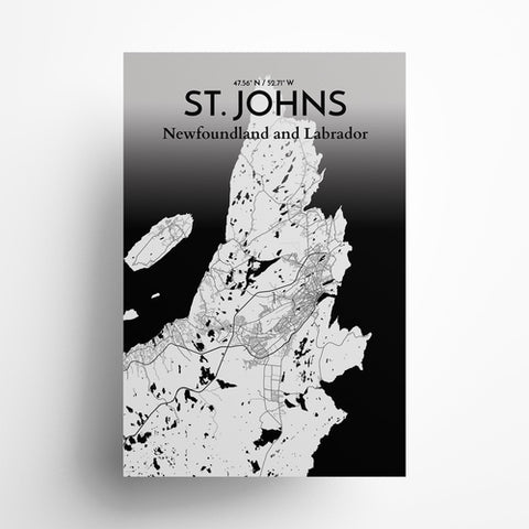 St. Johns City Map Poster – Detailed Art Print of St. Johns, Newfoundland for Home Decor, Office Decor, Travel Art, and Unique Gifts