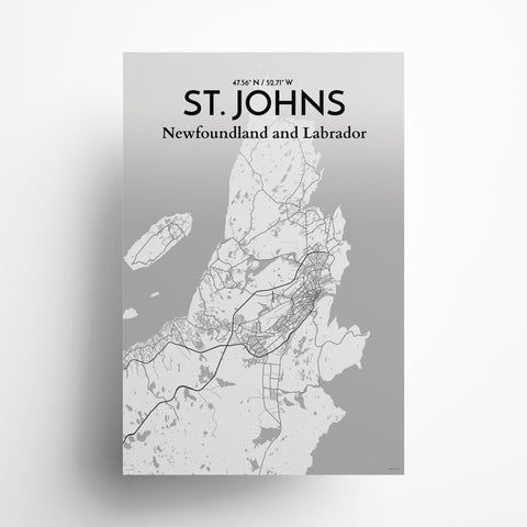 St. Johns City Map Poster – Detailed Art Print of St. Johns, Newfoundland for Home Decor, Office Decor, Travel Art, and Unique Gifts