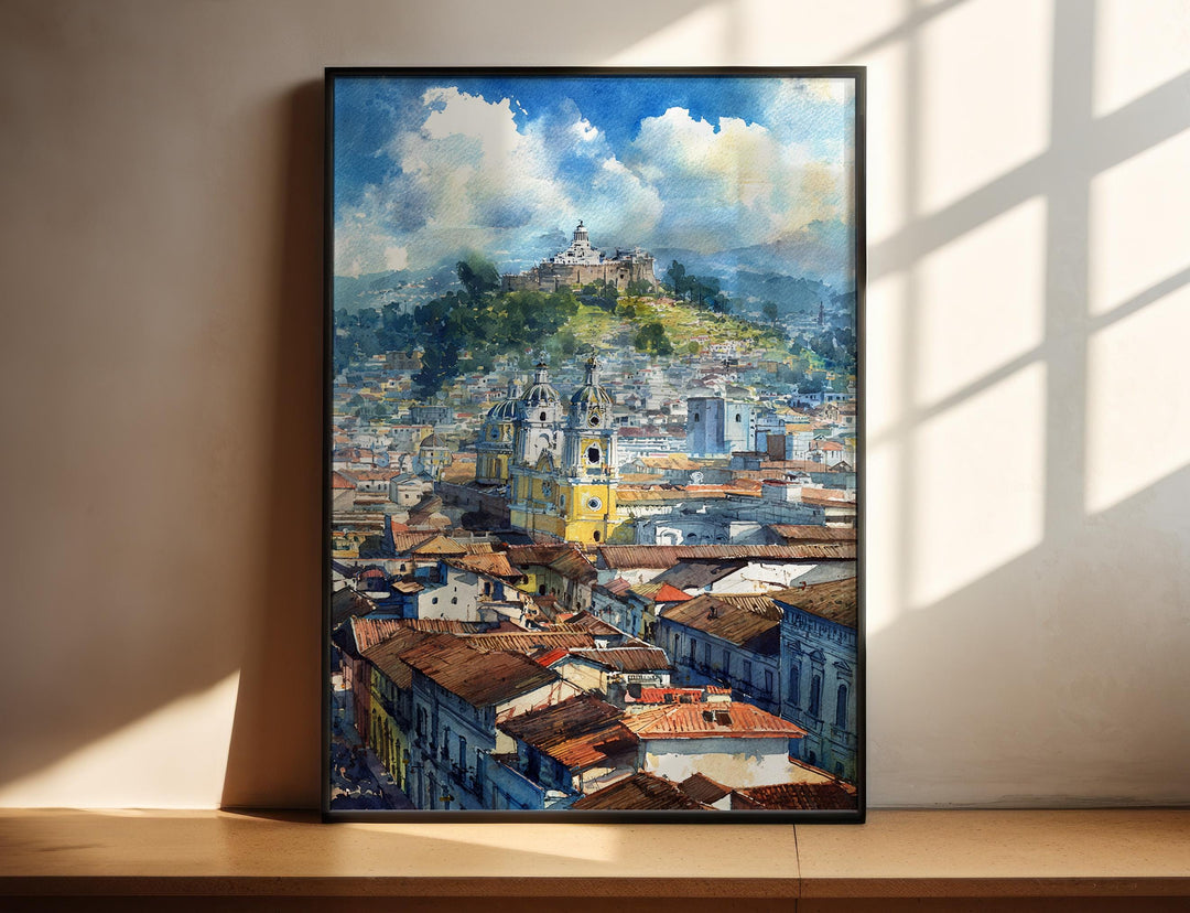 Andean heritage rising above colorful rooftops.