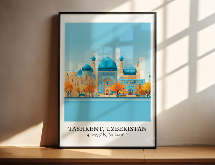 Turquoise domes beneath Central Asian skies.