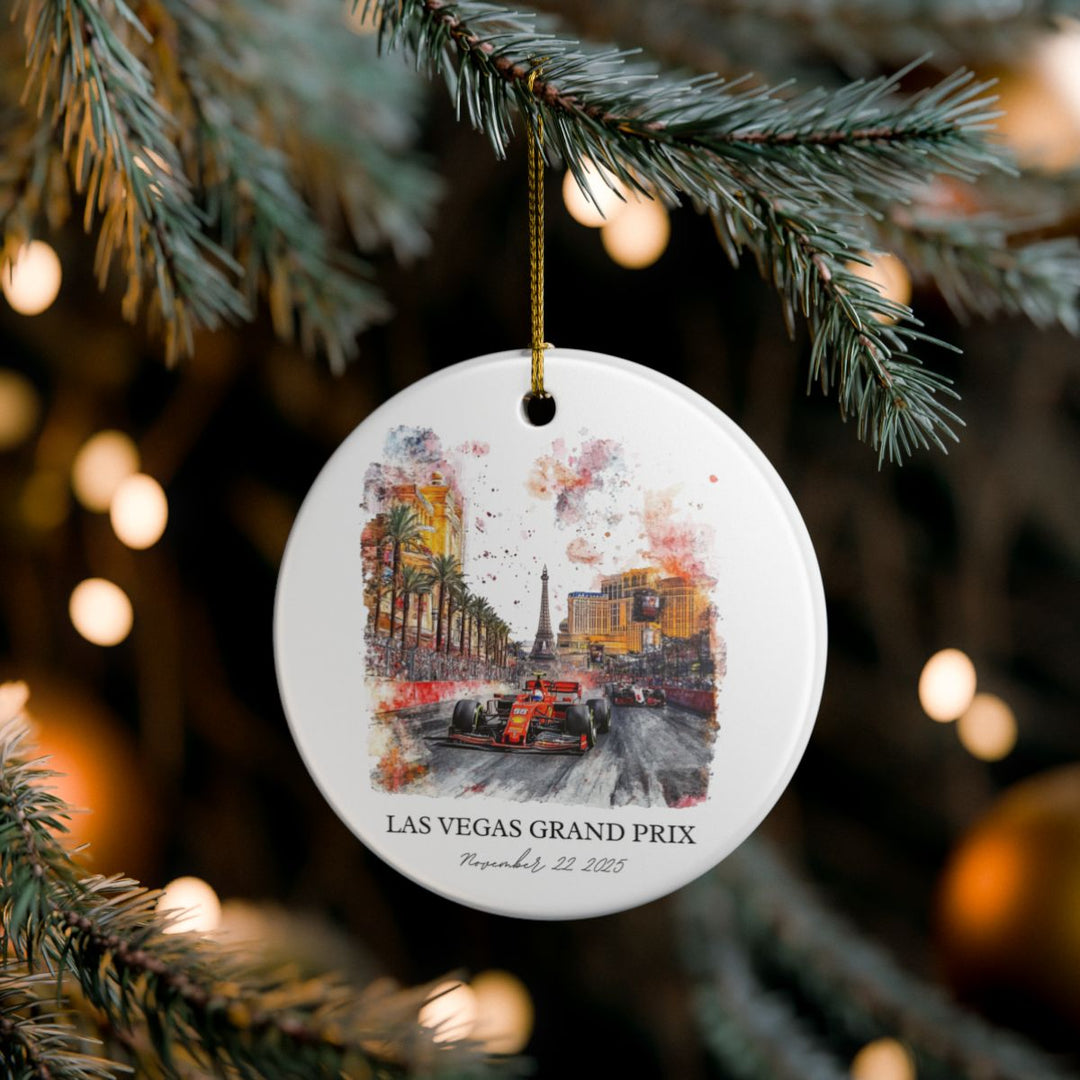 Vegas F1 Ornament: Unique F1 Las Vegas Souvenir, Vegas Strip F1 Xmas Decor, and Formula 1 Enthusiast Christmas Gift