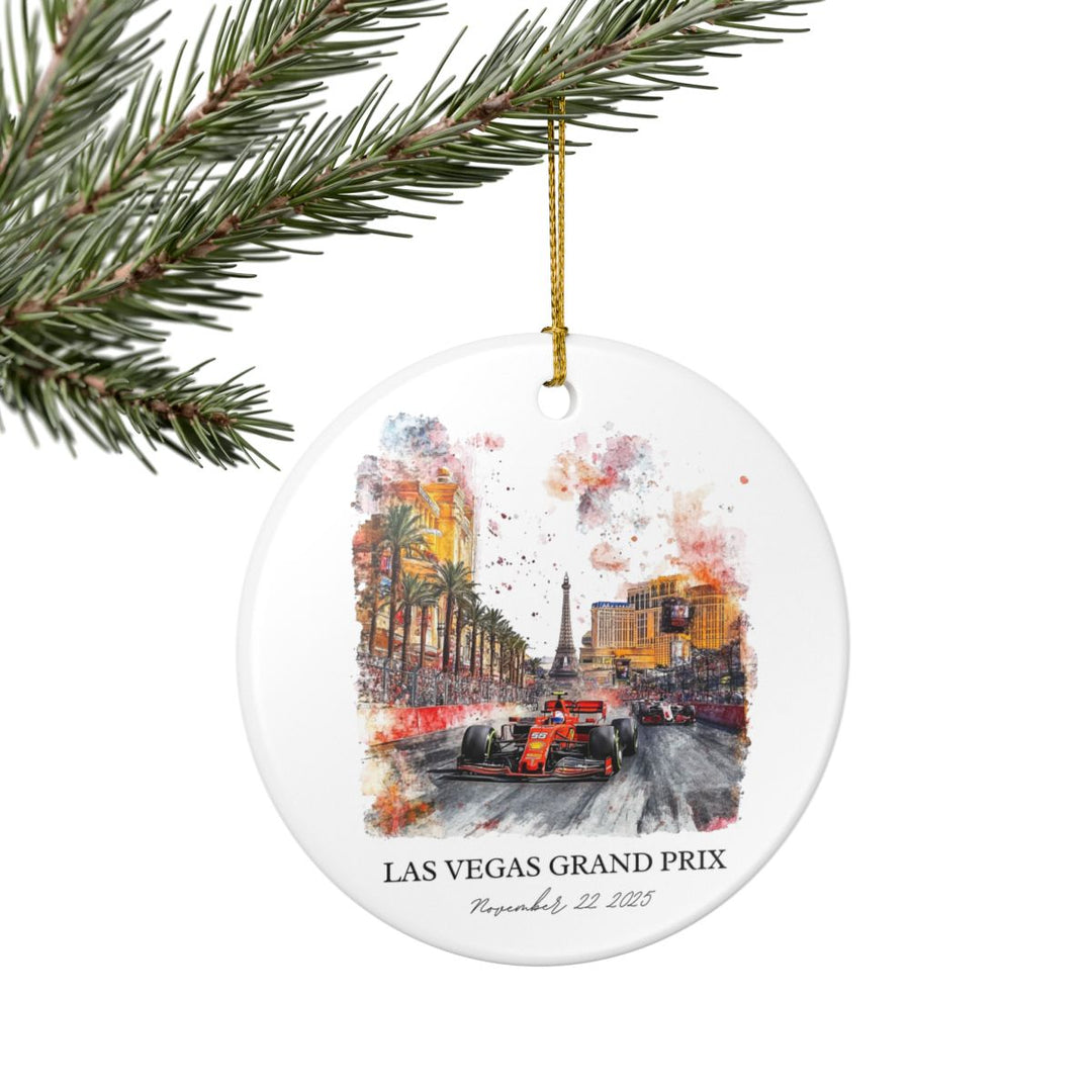 Vegas F1 Ornament: Unique F1 Las Vegas Souvenir, Vegas Strip F1 Xmas Decor, and Formula 1 Enthusiast Christmas Gift
