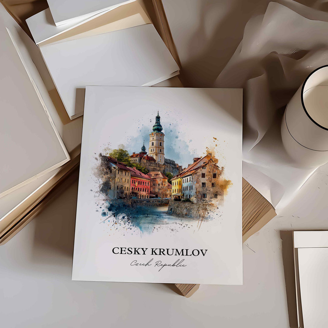 Cesky Krumlov, Czech Republic – Watercolor Art Print