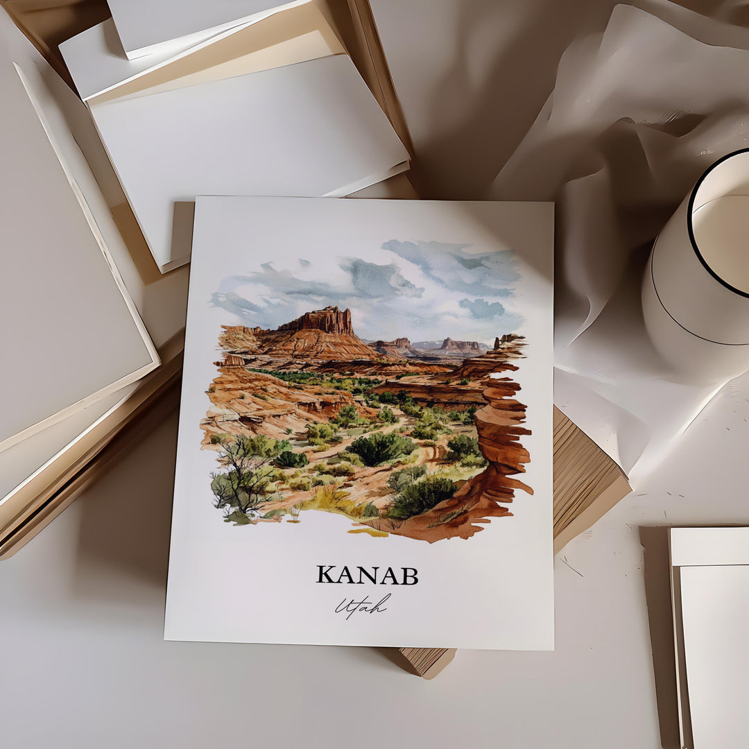 Kanab Utah Wall Art, Kane County Print, Utah Watercolor Art, Kanab Utah Gift, Travel Print, Travel Poster, Housewarming Gift