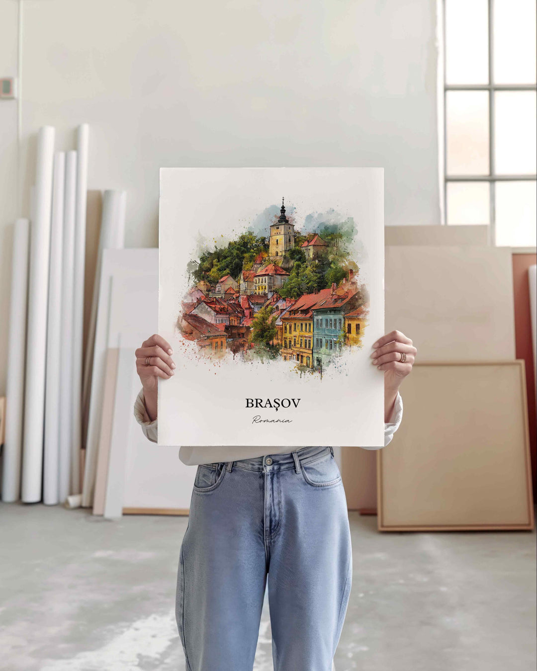 Brasov, Romania – Watercolor Art Print