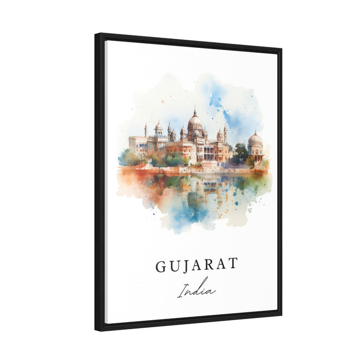 Gujarat traditional travel art - India, Gujarat poster print, Wedding gift, Birthday present, Custom Text, Perfect Gift