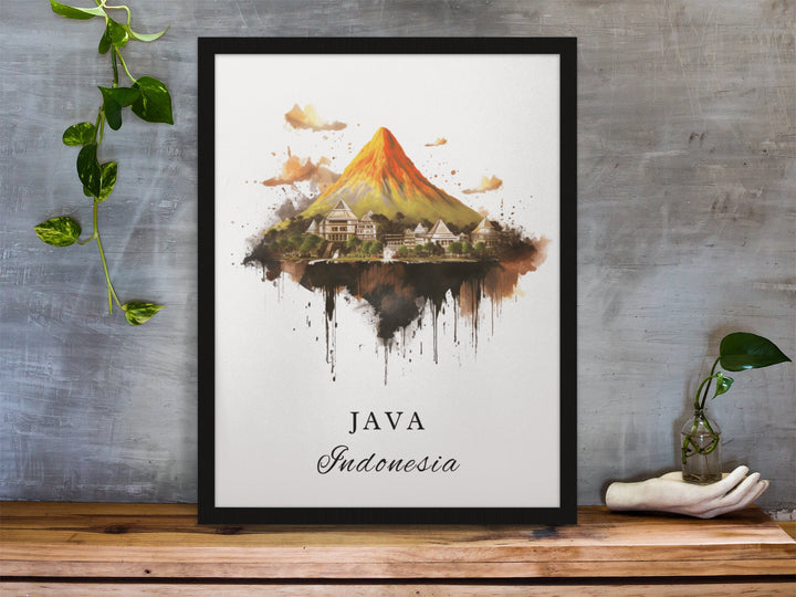 Java Indonesia wall art - Indonesia, Java poster, Java Wedding gift, Java Island Indonesia souvenir, Custom Text, Personalised Gift