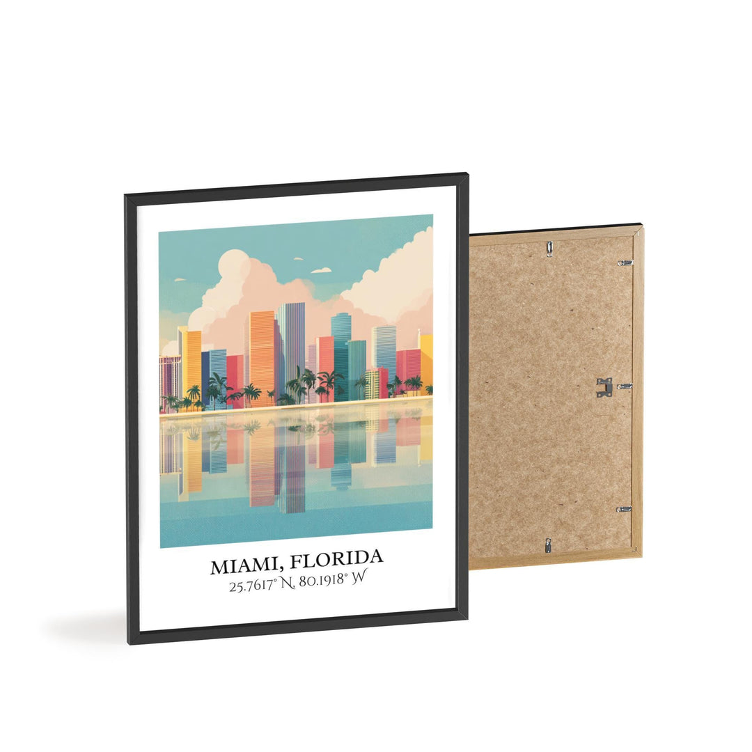 Miami FL Art, Miami Retro Travel Art, South Beach Home Decor, Miami Beach Gift, South Florida Travel Art, Travel Prints, Housewarming Gift