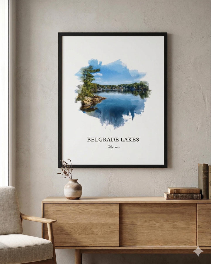 Belgrade Lakes, Maine – Watercolor Art Print