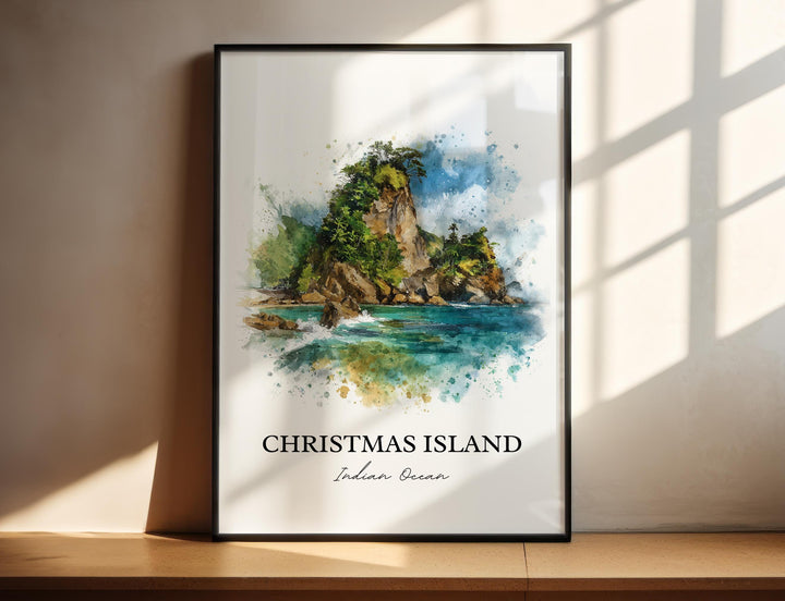 Christmas Island Wall Art, Java Print, Java Indonesia Watercolor Art, Christmas Island Gift, Travel Print, Travel Poster, Housewarming Gift