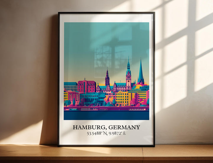 Hamburg Germany Art, Hamburg Retro Travel Art, Germany Home Decor, Germany Gift, Germany Travel Art, Travel Prints, Housewarming Gift