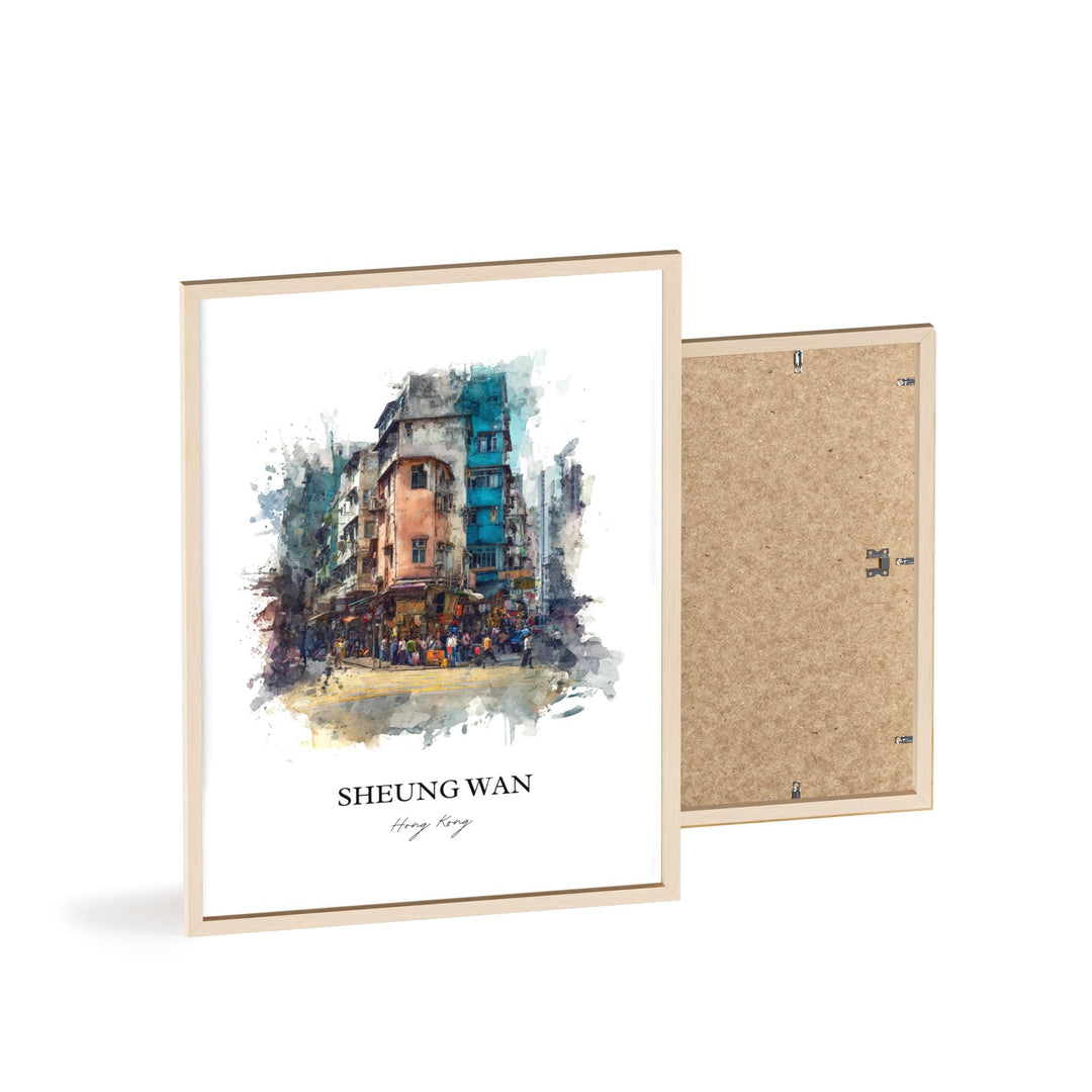 Sheung Wan Wall Art, Hong Kong Print, Hong Kong Watercolor Art, Hong Kong China Gift, Sheung Wan Print, Travel Poster, Housewarming Gift