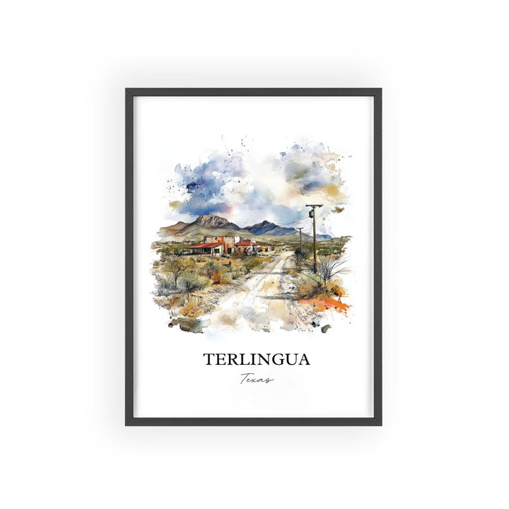 Terlingua TX Wall Art, Terlingua Print, Texas Watercolor Art, Terlingua Texas Gift, Travel Print, Travel Poster, Housewarming Gift