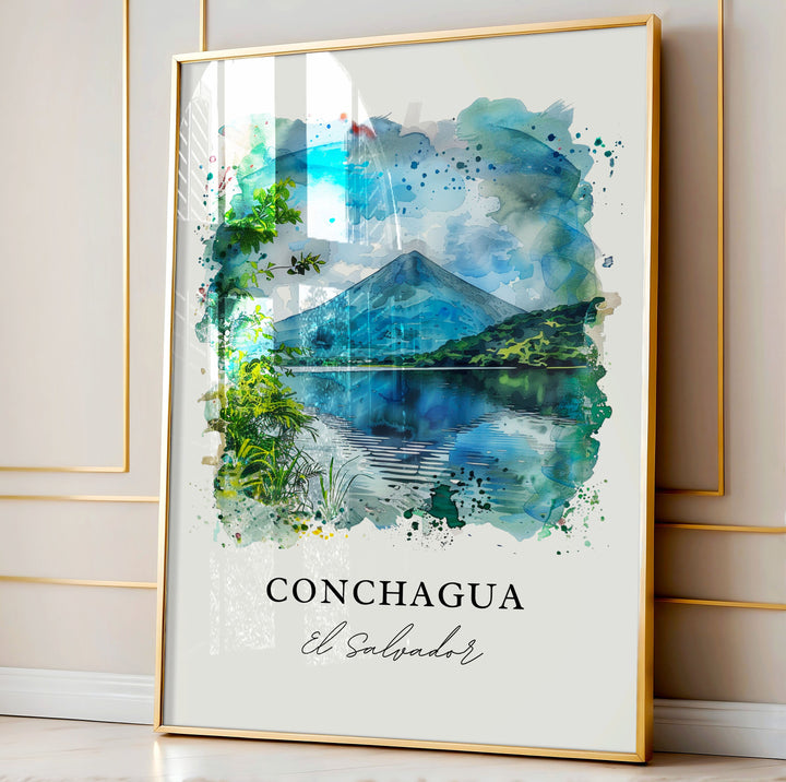 Conchagua Art, Conchagua El Salvador Print, Conchagua Volcano Watercolor, Conchagua Gift, Travel Poster, Housewarming Gift