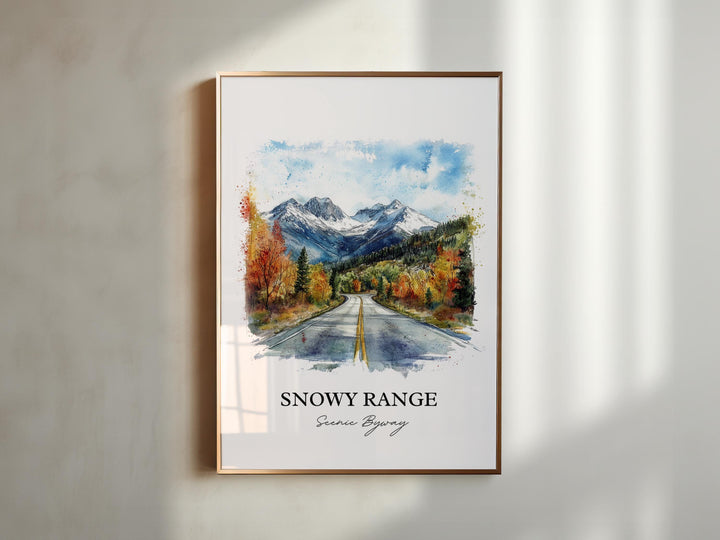 Snowy Range Scenic Byway Wall Art, Laramie Print, Wyoming Watercolor Art, Snowy Range Gift, Travel Print, Travel Poster, Housewarming Gift