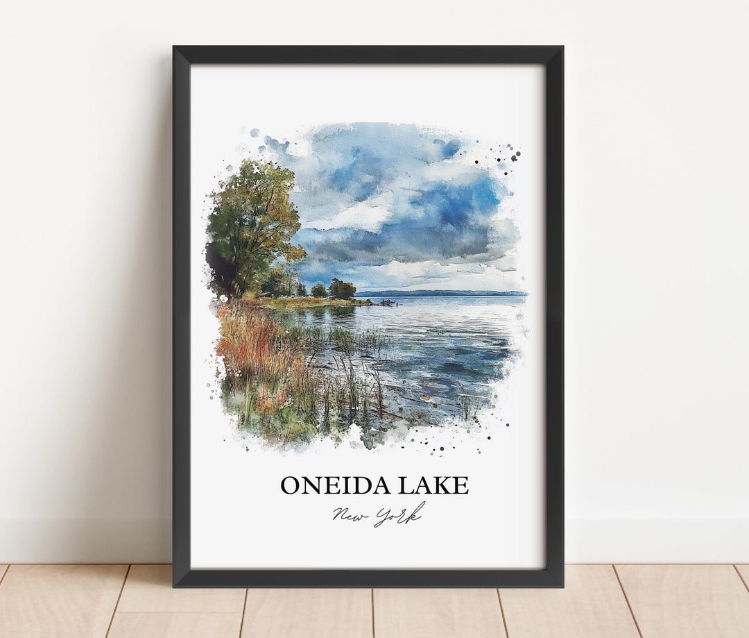 Oneida Lake Wall Art, Oswego Lake Print, New York Watercolor Art, Oneida Lake NY Gift, Travel Print, Travel Poster, Housewarming Gift