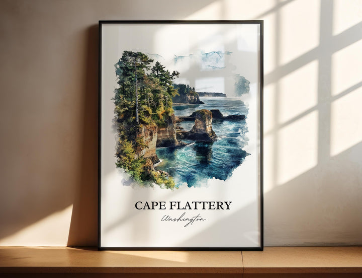 Cape Flattery Art, Clallam County Print, Washington State Watercolor, Cape Flattery WA Gift, Travel Print, Travel Poster, Housewarming Gift