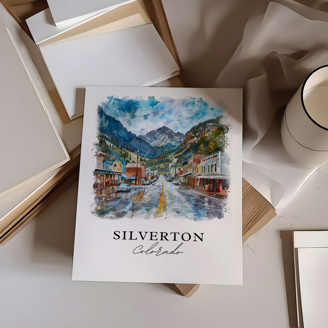 Silverton Colorado Wall Art, Silverton Print, San Juan Mountains Watercolor, Silverton CO Gift, Travel Print, Housewarming Gift