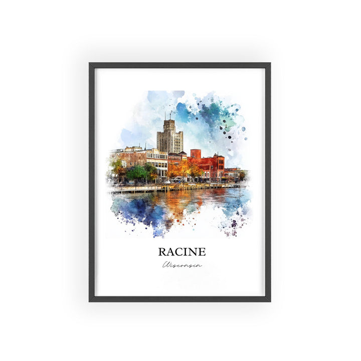 Racine WI Wall Art, Racine County Print, Wisconsin Watercolor Art, Racine WI Gift, Travel Print, Travel Poster, Housewarming Gift