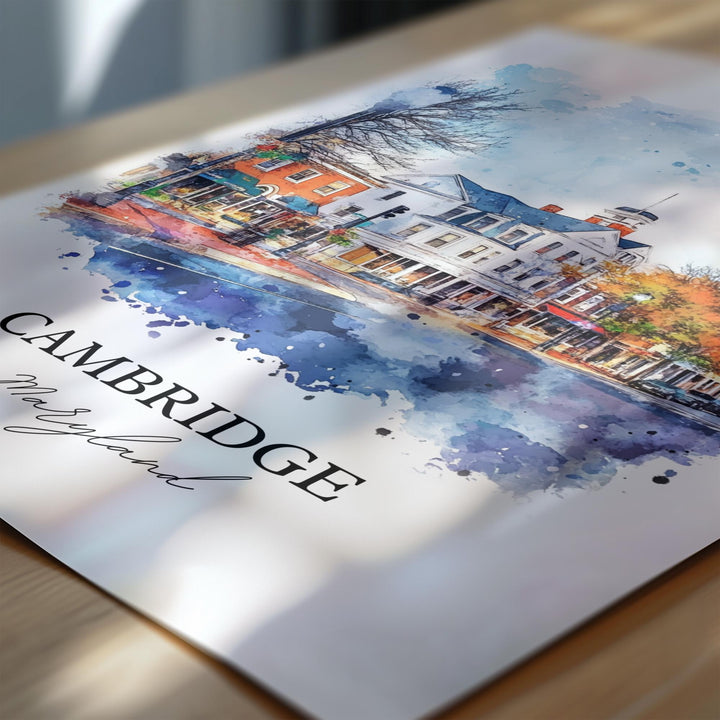 Cambridge MD Wall Art, Cambridge MD Print, Maryland Watercolor Art, Dorchester County Gift, Travel Print, Travel Poster, Housewarming Gift