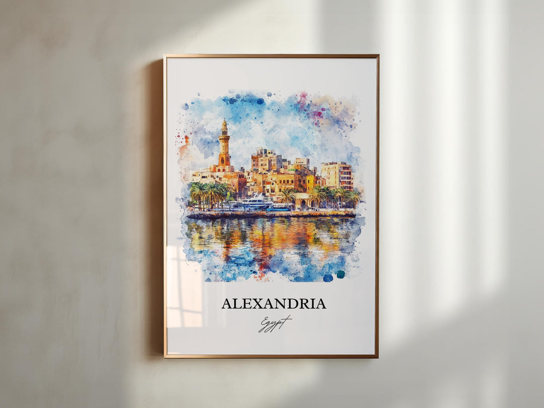 Alexandria Egypt Wall Art, Egypt Print, Egypt Watercolor Art, Alexandria Gift, Travel Print, Travel Poster, Housewarming Gift