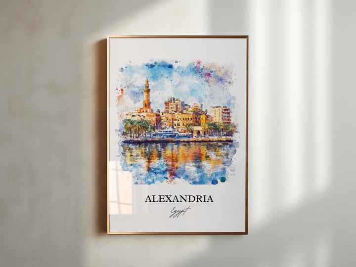 Alexandria Egypt Wall Art, Egypt Print, Egypt Watercolor Art, Alexandria Gift, Travel Print, Travel Poster, Housewarming Gift
