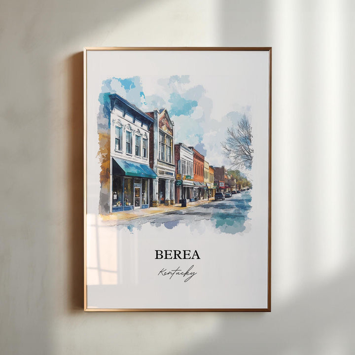 Berea KY Wall Art, Madison County Print, Kentucky Watercolor Art, Berea Kentucky Gift, Travel Print, Travel Poster, Housewarming Gift