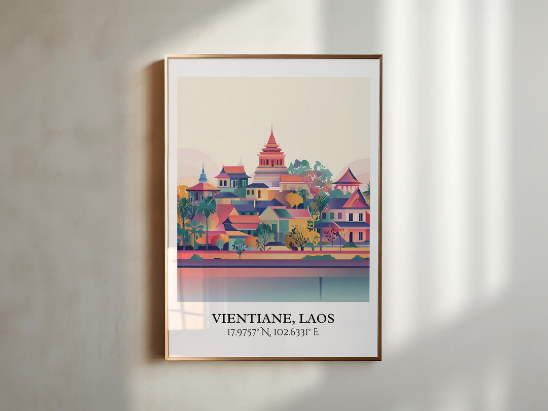 Vientiane Laos Art, Vientiane Retro Travel Art, Vientiane Home Decor, Vientiane Gift, Laos Travel Art, Travel Prints, Housewarming Gift