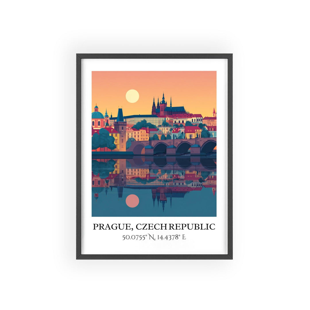Prague Art, Prague CZ Retro Travel Art, Prague Home Decor, Prague Gift, Czech Republic Travel Art, Travel Prints, Housewarming Gift