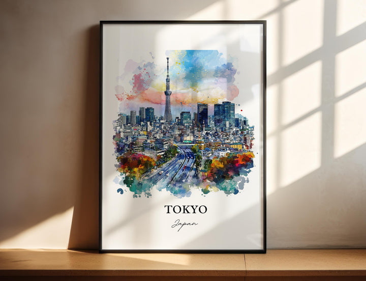 Tokyo Wall Art, Tokyo Skyline Print, Japan Watercolor Art, Tokyo Japan Gift, Travel Print, Travel Poster, Housewarming Gift