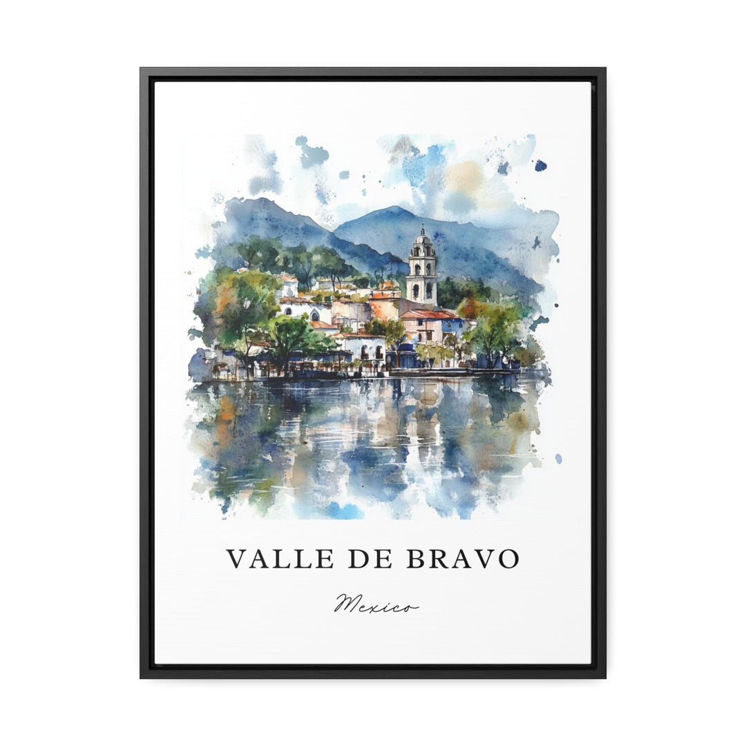 Valle De Bravo Art, Valle De Bravo Print, Valle De Bravo MX Watercolor, Lake Avándaro Gift,