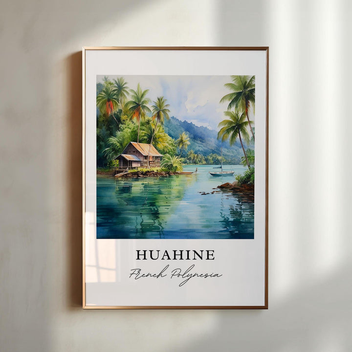 Huahine wall art - French Polynesia, Huahine poster, Huahine Wedding gift, Huahine Island Birthday present, Custom Text, Personalised Gift