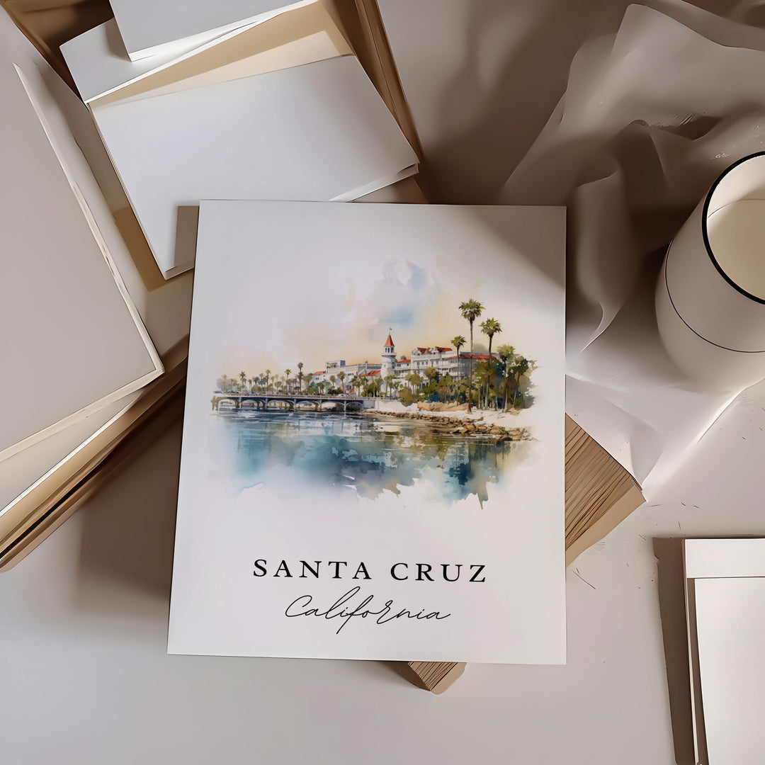 Santa Cruz CA wall art - California, Santa Cruz poster, Santa Cruz Wedding gift, Birthday present, Custom Text, Personalised Gift