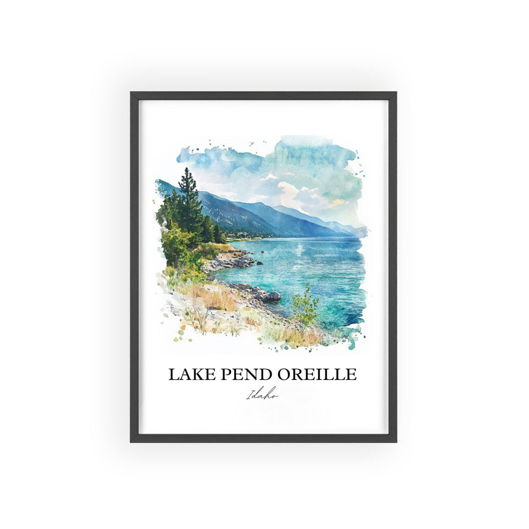 Lake Pend Oreille, USA – Watercolor Art Print