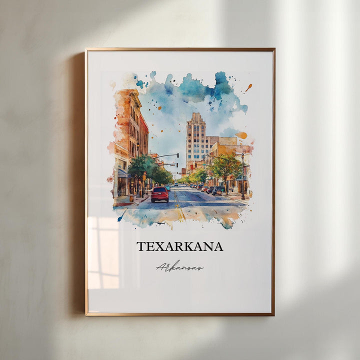 Texarkana Wall Art, Texarkana Print, Texarkana Arkansas Watercolor Art, Bowie County Gift, Travel Print, Travel Poster, Housewarming Gift