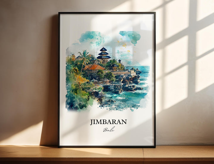 Jimbaran Bali Wall Art, Bali Print, Bali Watercolor Art, Jimbaran Bali Gift, Travel Print, Travel Poster, Housewarming Gift