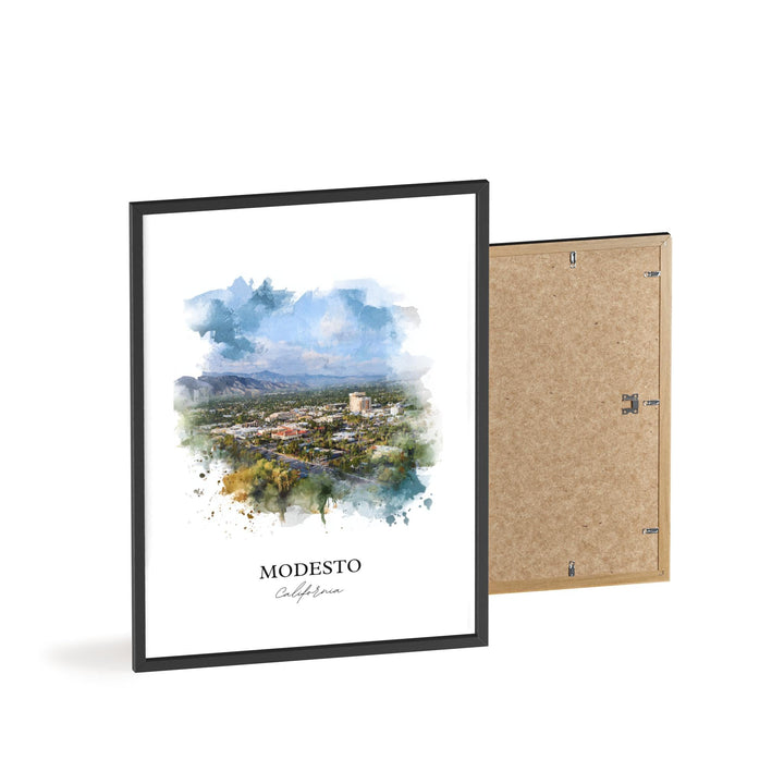 Modesto, California Wall Art, Modesto Print, Modesto California Watercolor, Stanislaus County Gift, Travel Print, Travel Poster, Housewarming Gift