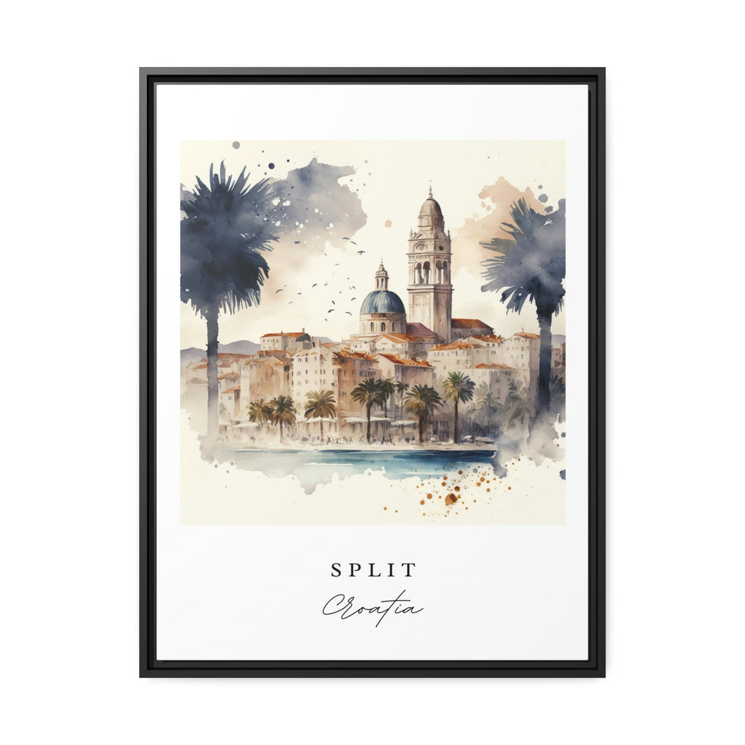 Split traditional travel art - Croatia, Split poster, Wedding gift, Birthday present, Custom Text, Personalised Gift