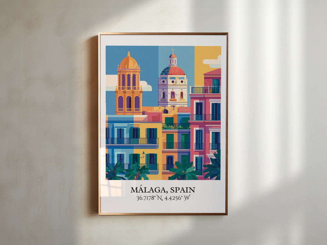 Málaga Spain Art, Málaga Retro Travel Art, Málaga Spain Home Decor, Spain Gift, Spain Travel Art, Travel Prints, Housewarming Gift